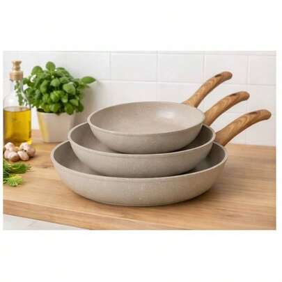 Juego de 3 sartenes de aluminio de 20, 24 y 28 cm - Platos elegantes para cada platillo