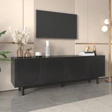 Modern Black TV-Schrank – 175 X 38 X 56 Cm, Verstellbare Einlegeplatten, Leichte Lowboard-TV-Möbel Im Luxussti - Black - View 3