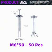 50Pcs Silver M6 X 50mm Alloy Steel Concrete Anchors, Drive Expansion Nail, Hammer Drive Nail Set, 1/4\ Diameter, Approx 2\ Length For Concrete, Brick, Masonry - M6x50mm - View 3