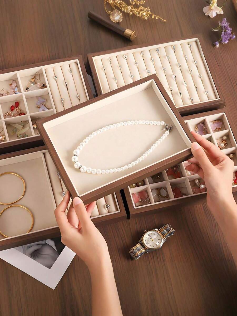 Large Velvet Jewelry Tray, Jewelry Storage & Display Tray, Drawer Style Earring Storage Box, Stackable Jewelry Organizer Tray, Multi-Function Jewelry Display Tray, Portable Multi-Purpose Storage Box, Desktop Drawer Storage Box
