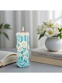 春季花朵柱形蜡烛硅胶模具 DIY 手工蜡烛模具 - 圓柱 - 查看 7