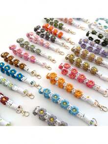 1pc Handmade Crochet Bohemian Style Daisy Wristband Key Chain Strap Water Bottle Handle Rope Ideal Gift For Friends And Lovers School Car Accessories Cute Goth Y2k - Nhiều màu - Xem 7