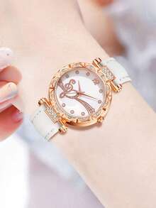 Set Jam Tangan Quartz Wanita 3/2/1 buah, Dial Vintage Bertabur Berlian Imitasi yang Elegan & Mewah, Cocok untuk Pemakaian Sehari-hari, Dekorasi Pesta, atau Hadiah Liburan untuk Teman dan Ibu - MultiWarna - View 8