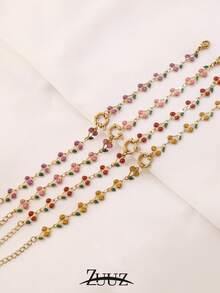 1pc Fashion Stainless Steel Bracelet Spring Buckle Bracelet For Women Jewelry Red Cherry Chain Bracelet For Daily Decoration Best Friend Gifts - Bracelet - View 10