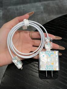 Süße Cartoon Ozean-Stil Kaninchen Apple Ladegerät Schutzhülle, geeignet für 20W Schnellladung/iPhone15 Ladegerät, kompatibel mit iPhone16 ProMax Datenkabel Schutzhülle, Anti-Verbiegen & Anti-Katzenbiss, universelles Schutzaccessoire für 13/14/15/17 ProMax Plus Datenkabel/Ladegeräte - Verschiedenfarbig - Übersicht 6