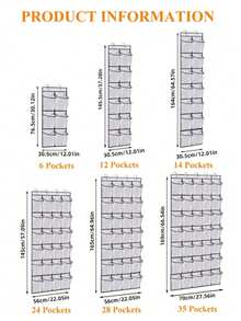 1个门后鞋架，带14/35个大网袋，适用于衣柜、玄关、卧室、浴室、储藏室，可收纳男士运动鞋、女士高跟鞋、人字拖，采用耐用牛津布制成，容量大，节省空间，网状背衬，是理想的礼物之选。 - 黑色 - 查看 9