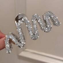 1 chiếc kẹp tóc thời trang nữ thanh lịch đính ngọc trai giả và đá pha lê, phụ kiện tóc pha lê lấp lánh đa năng, kẹp tóc hình càng cá mập lớn phong cách Bohemian, phù hợp sử dụng hàng ngày, đi biển, du lịch mùa hè và các trang phục khác. - Bạc - Xem 9