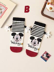 Disney 4/1 Pair Cute 3d Hand-Holding Socks And Children's Christmas Knee-High Socks, A Fashionable Children's High Sock Party, A High-Quality Gift. School Is Back In Session, Fun And Fashionable Little Fans, Family Party Christmas Gift Hand-Holding Socks - Multicolor - View 13