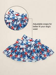 Set de 2 bikinis para mascotas, en colores rojo, blanco y azul, adecuados para gatos y perros, atuendo para el Día de la Independencia - Multicolor - Ver 8