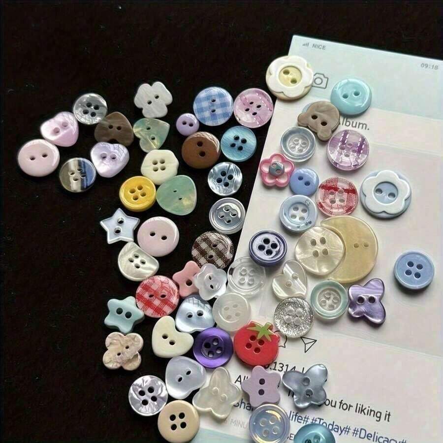 30pcs Colorful High Gloss Resin Buttons, DIY Craft Decorative Beads Accessories, Cute Buttons RDVP - 30 Pieces Random - View 1