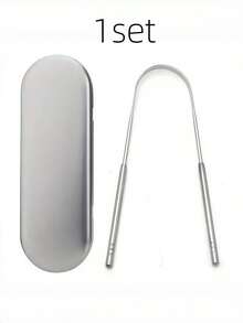 3件/2件套不锈钢舌刮器，用于去除舌苔、减少口臭，口腔卫生工具，易于使用的口腔清洁套装 - 銀色 - 查看 9