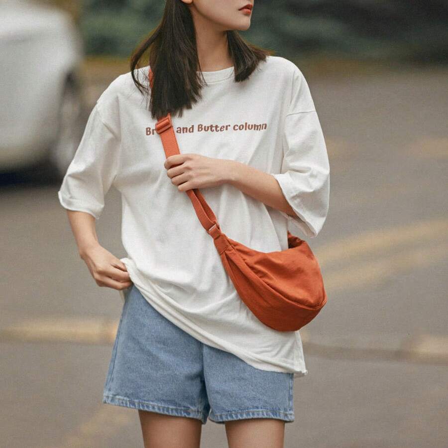 Women's Casual Dumpling Bag, Simple All-Match Crossbody Bag, Lightweight Shoulder Bag Daily, Work, Travel & Outdoor Use - 米色 - 查看 1