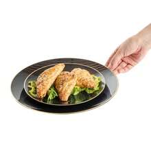 1/25/50pcs Reusable Fruit Plates, Dishes With Gold Rim, Suitable For Family Gatherings, Parties, Outdoor Activities, Team Events, Cooking, Christmas And Other Occasions - Black - View 5