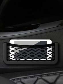 2个装汽车储物网袋 - 耐用网状悬挂式收纳袋，适用于汽车后备箱和后座，通用型货物网，弹性边缘设计，确保物品安全存放，多功能汽车旅行必备品，可存放食品杂货、工具、玩具、应急包和零碎物品，保持车内整洁方便，轻便透气设计，易于安装，优质网状口袋收纳袋 - 黑色 - 查看 7