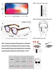 1副男女通用复古圆形镜框高品质个性化简约时尚眼镜，适合旅行、海滩和日常佩戴 - 玳瑁框紫色片 - 查看 5