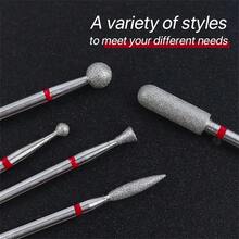 5件套金刚石美甲钻头，适用于电动美甲锉，专业美甲工具，指甲抛光头，指甲清洁器，指甲修剪器，适用于美甲师和家庭美甲用品 - 彩色 - 查看 4
