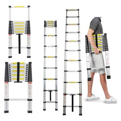 Escaleras De Aluminio Plegables De Aluminio Multiusos, 3,8m Plateado