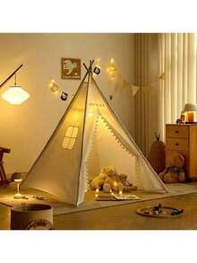 1pc White Portable Tent, Indoor Teepee Tent, Outdoor Camping Tent - White - View 3