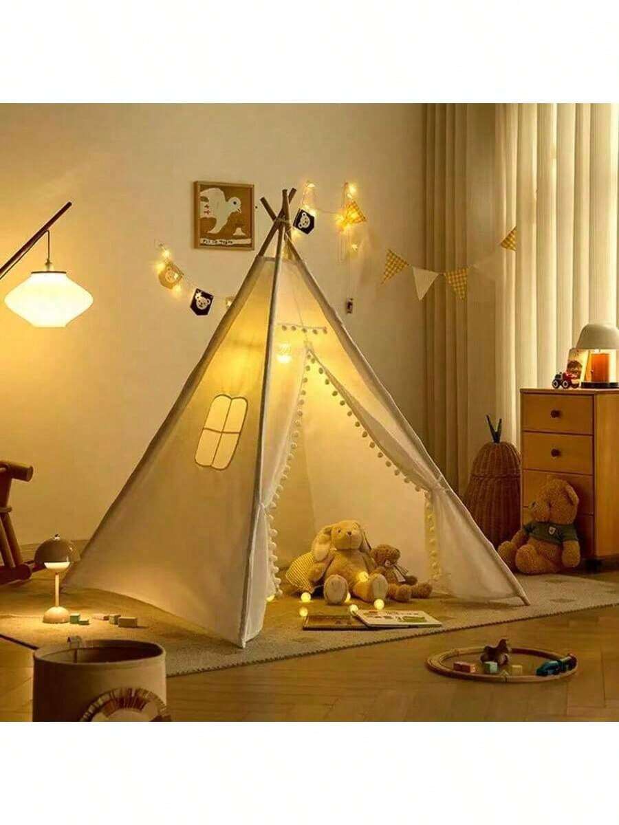 1 pieza Tienda de campaña portátil blanca, Tienda de campaña tipo tipi para interiores, Tienda de campaña para acampada al aire libre