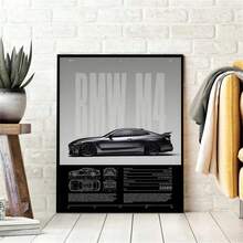Pôster vintage de carros (sem moldura), peça de arte estética ideal para decoração de paredes, casa, garagem e quartos. Também pode ser usado como presente. Apresenta supercarros de luxo como M8, M4, R8 e RS6. - carro - Ver 11