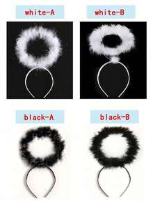 1/2 chiếc băng đô cài tóc hình vầng hào quang thiên thần thanh lịch, phụ kiện đội đầu bằng lông vũ mềm mại, phụ kiện trang phục công chúa dành cho nữ. - Xem 2