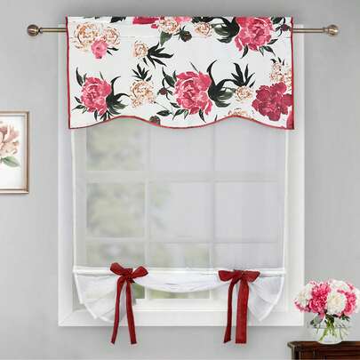 Tenda filtrante decorativa con motivo floreale europeo a 1 pannello, adatta per cucina, soggiorno, piccola finestra, bar, 70 * 120 cm