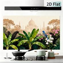 1pc Self-Adhesive Kitchen Backsplash Sticker, Tropical Plant Theme, Easy To Install And Clean, Oil-Resistant, Suitable For Walls In Dining Room, Living Room And Kitchen - Style 1 - View 4