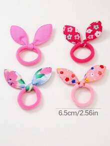 Set de 30 piezas de coleteros con orejas de conejo de tela multicolor y aleatorios, con alta elasticidad y durabilidad, sin dañar el cabello, accesorios de cabello dulces y versátiles para niñas, aptos para uso diario - Multicolor - Ver 7