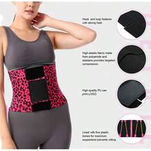 Women's Postpartum Recovery Waist Trainer Belt With Thickened Full-Elastic Design, No Bones & No Buckles For Comfortable Tummy Control, Black/Leopard Rose/Leopard White/Leopard Yellow, Versatile Shapewear For Fitness, Home & Office Wear - họa tiết da báo màu đỏ hồng - Xem 2