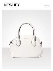 女士小号手提斜挎包，PU皮革材质，配有可调节肩带，简约迷你圆顶包，黑色PU皮革手提钱包 - 彩色 - 查看 7