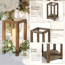 1/2/3 Piezas Portavelas de Madera Rectangular Rústico, Perfecto para Bodas, Decoración del Hogar, Ambiente de Año Nuevo y Día de San Valentín - Unitalla - Ver 2