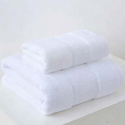 100% Cotton Solid Color Soft Absorbent Skin-Friendly Bath Towel/Hand Towel, Multiple Colors Available, Suitable For All Seasons, Family & Couples