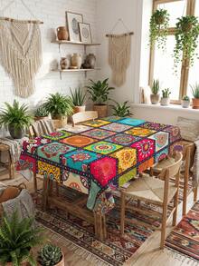 1 chiếc khăn trải bàn Mandala phong cách Bohemian, họa tiết hình học nhiều màu sắc, chất liệu polyester, hình tròn, vuông, chữ nhật, viền ren, chống bám bẩn, có thể giặt, trang trí nhà cửa hàng ngày, thích hợp cho đám cưới, Ngày của Mẹ, Ngày của Cha, lễ hội, bàn ăn nhà bếp, sử dụng được quanh năm. - màu đen - Xem 11
