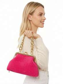 Minimalist Suede Crossbody Bag, Zipper Closure Shoulder Handbag For Women - Hot Pink - View 7