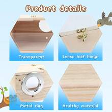 Parakeet Nesting Box Transparent Bird House For Cage Natural Wood Breeding Box For Parrot Parakeet Cockatiel Lovebirds Budgie Conure And Other Small Birds - Horizontal Breeding Box - View 3