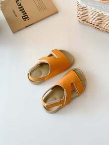 1双极简儿童凉鞋，柔软防滑魔术贴婴儿凉鞋 - 橘色 - 查看 4