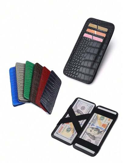 1 Pc PU Leather Crocodile Pattern Wallet ID Bank Credit Card Holder Protection Functional Small Bag Men's Wallet
