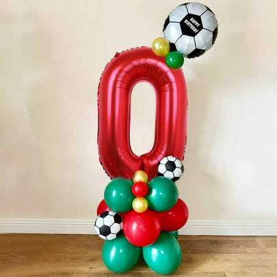 1 Set de Kit de Globos con Tema de Fútbol, Incluye Globo Número Rojo de 32 Pulgadas, Globos Verdes/Rojos/Azules de 5 Pulgadas, Globos Verdes/Rojos de 10 Pulgadas, Globos de Fútbol, Globo de Fútbol de 18 Pulgadas, Adecuado para Fiesta de Cumpleaños, Baby Shower, Decoración de Aniversario, Decoración de Fútbol, Decoración de la Copa Mundial, Accesorios para Fotos, Regalo Sorpresa para Hijo/Hija
