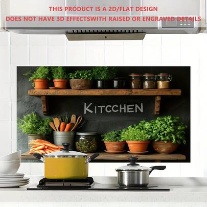 1 pieza Pegatina de pared de cocina extra grande - Decoración de estilo granja con plantas de hierbas, papel tapiz autoadhesivo de vinilo para gabinetes, salpicadero, comedor - Fácil aplicación, acabado mate, decoración de cocina rural (110x55cm), Decoración y accesorios de cocina, Diseño de cocina acogedor, Material de vinilo, Plano 2D