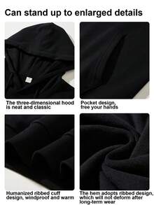 Single Men's Fall/Winter -Lined Hooded Sweatshirt |   Double-Sided Print Geometric Pattern Casual Style Washable High-Quality Top Essentials Hoodie Hoodie Women Sweatshirts Women Hoodies Men's Hoodie Sweatshirts Men Essentials Fear - 黑色 - 查看 4