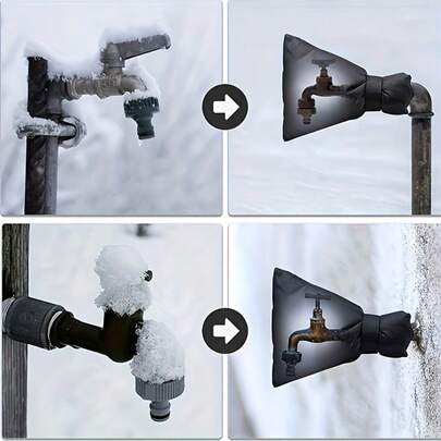 Heavy-Duty Winter Freeze-Proof Outdoor Faucet Cover With Insulation And Foldable Design - Universal Hose Adapter Protector For US And Europe, Including Easy Installation Hardware, Cold-Resistant Fabric For Frost Protection (Compatible With Outdoor Valves), Suitable For Winter Ice Protection Of Outdoor Faucets, Classic Style For Cold Weather Pipe Use, Sturdy Structure, Reinforced Stitching, Property Maintenance