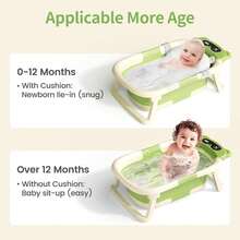 Collapsible Baby Bathtub With Soft Bath Net, Portable Infant Travel Tub, Non-Slip Dinosaur Design - 綠色 - 查看 2
