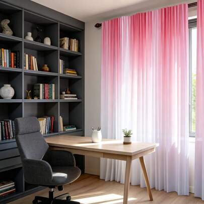2pcs Ombre Print Curtains, Gradient Design, Polyester Material, Multiple Sizes With Rod Pocket, Suitable For Living Room, Bedroom, Dining Room, Outdoor And Glass Window Decoration (Rods Not Included)