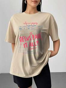 Oversized Style For Women, Jesus Paid It All, Christian Shirt Design, Worship T-Shirt, Direct To Film Christian Shirt, Guest Check Shirt, Fashion Gift Tee, Oversize Type Shirt For Women, Perfect For Holiday Parties Or Gift Giving, Soft And Comfortable - Nhiều màu - Xem 2
