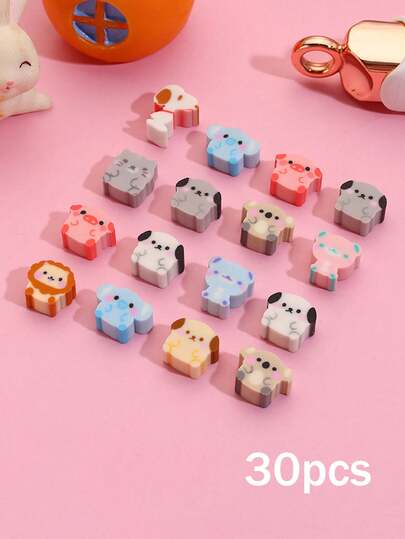 1pc/10pcs/30pcs Creative Cartoon Dog, Pig, Elephant Pattern Erasers. Durable Material, Suitable For School, Teachers, Office Use, Holiday Gifts, Classroom Rewards, Small Leather Wiping, Office Supplies, Back To School Supplies