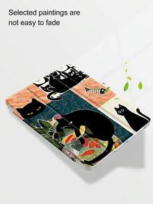 1个可爱黑猫钓鱼水族箱图案硅胶防震平板电脑保护套，适用于iPad第7、8、10代，支持睡眠/唤醒功能，兼容华为等设备。 - 彩色 - 查看 3