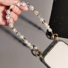 Creative Pearl Phone Lanyard For Women, Handmade Beaded Chain Fashion Wrist Strap Phone Charm Bracelet - Multicolor - View 3