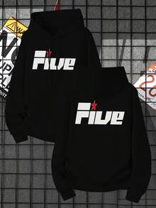 Men'S Minimalist Double-Sided Print Hoodie Cool Hooded  With Casual Graphic Design And Kangaroo Pocket Essentials Hoodie Hoodie Women Sweatshirts Women Hoodies Men's Hoodie Sweatshirts Men Essentials Fear - màu đen - Xem 5