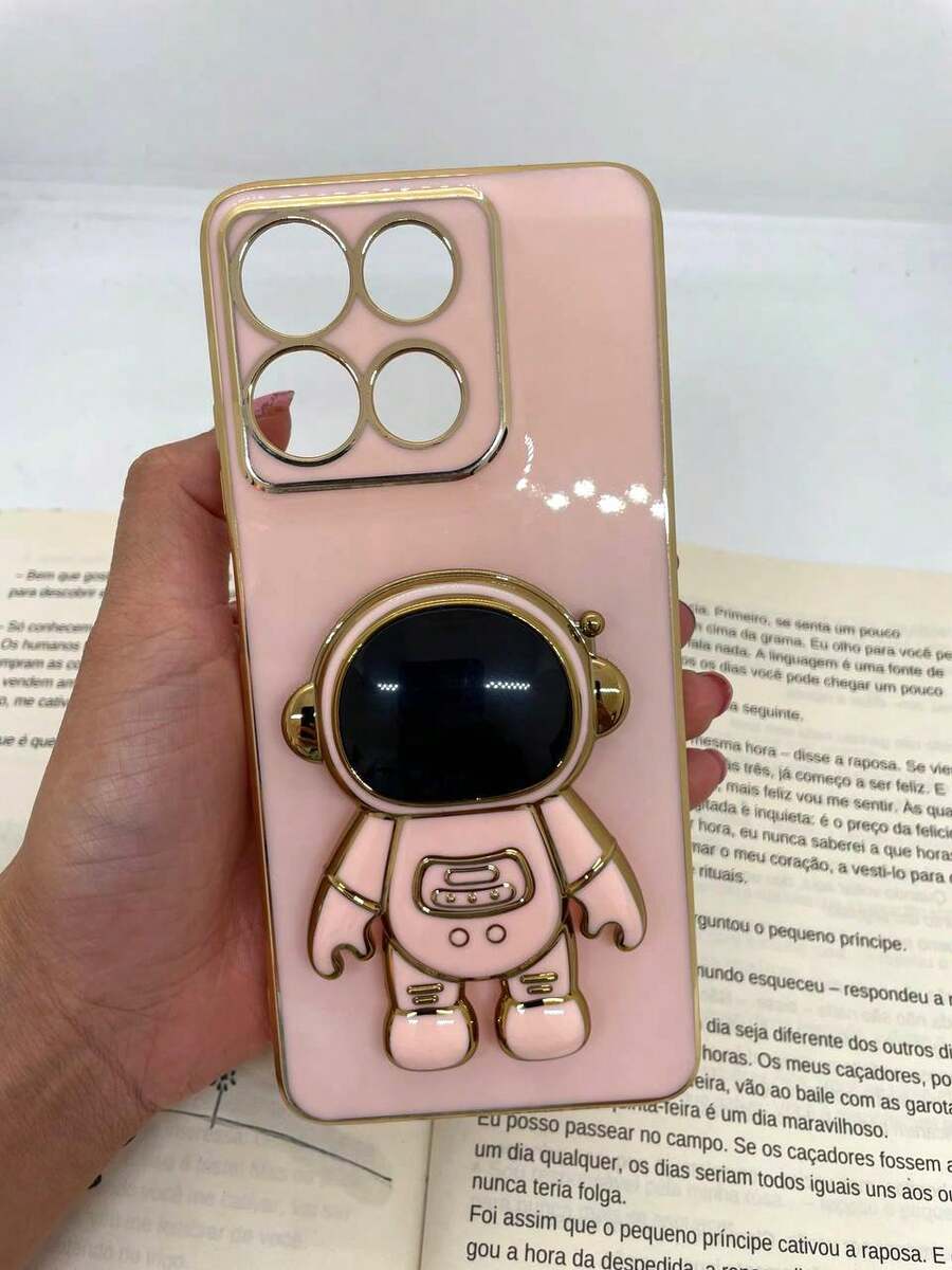 Capa de celular compatível com Redmi 15C 4G e Poco C85 Astronauta - Rosa Bebê - Visão 1