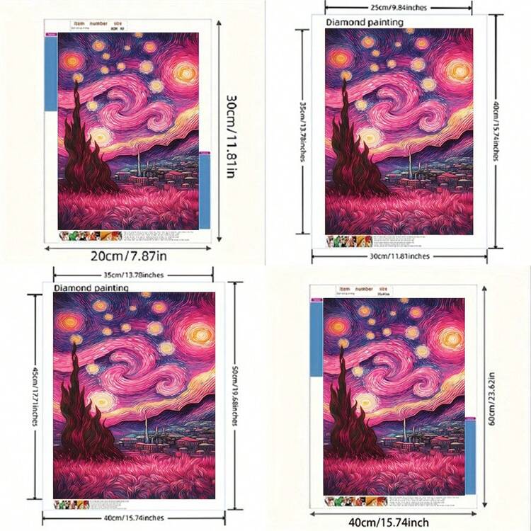 1幅2D DIY钻石画梵高星空，全钻钻石艺术画，客厅装饰，手工DIY套装，完美的节日礼物 - 查看 4